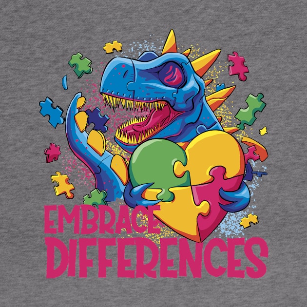 Autism Awareness Dinosaur Design for Love and Acceptance Embrace Differences by star trek fanart and more